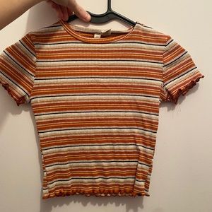 Orange/yellow/white crop top